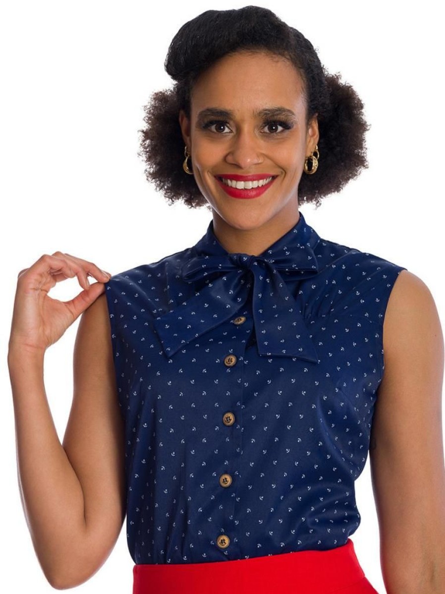 Banned Retro Seascape Blouse - Navy | Tops & Blouses