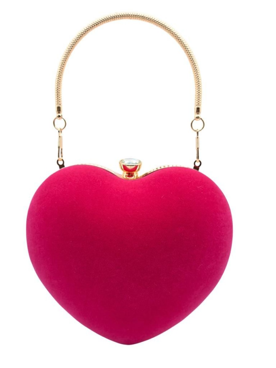 That Shop Adore Velvet Heart Bag - Pink | Bags