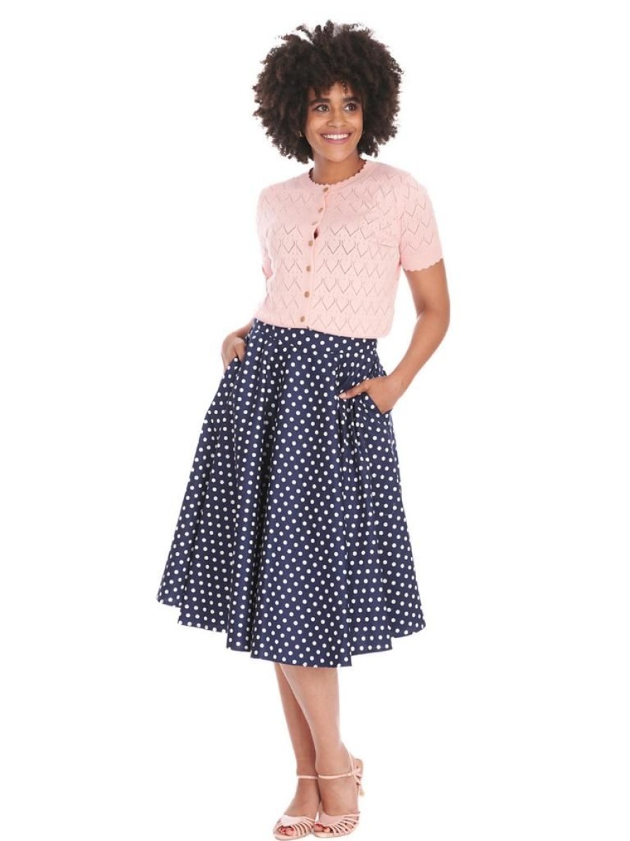 Banned Retro Dotty Days Swing Skirt - Navy | Skirts