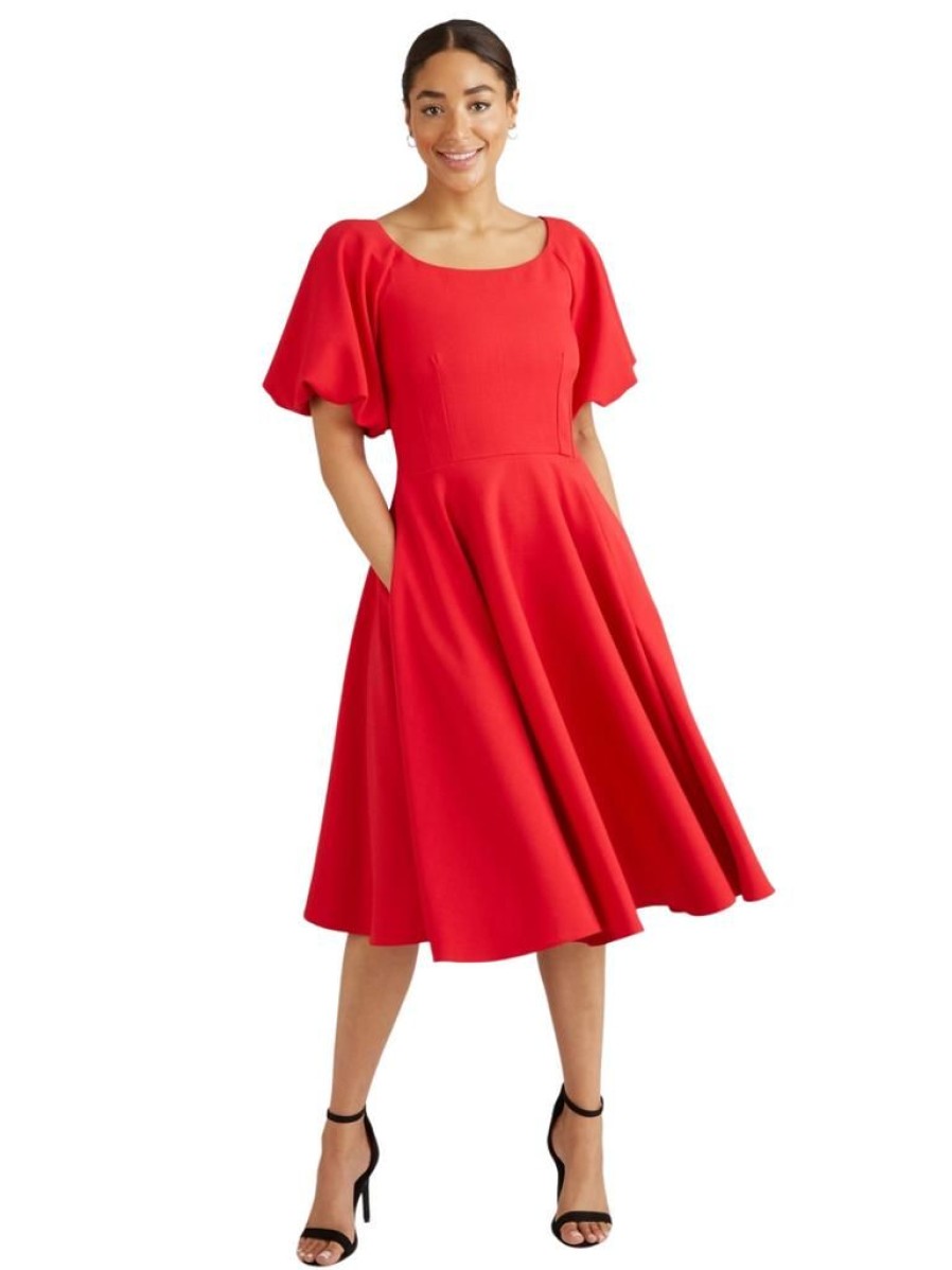 The Pretty Dress Company Sabrina Midi - Red | Dresses