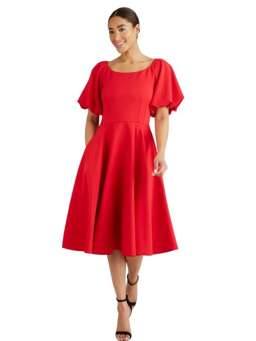 The Pretty Dress Company Sabrina Midi - Red | Dresses