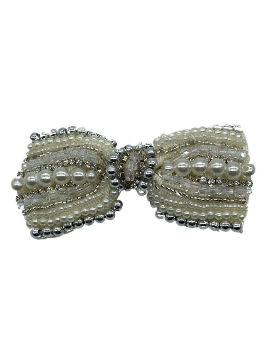 That Shop Art Deco Bow Hair Clip - Cream | Hair Accessories