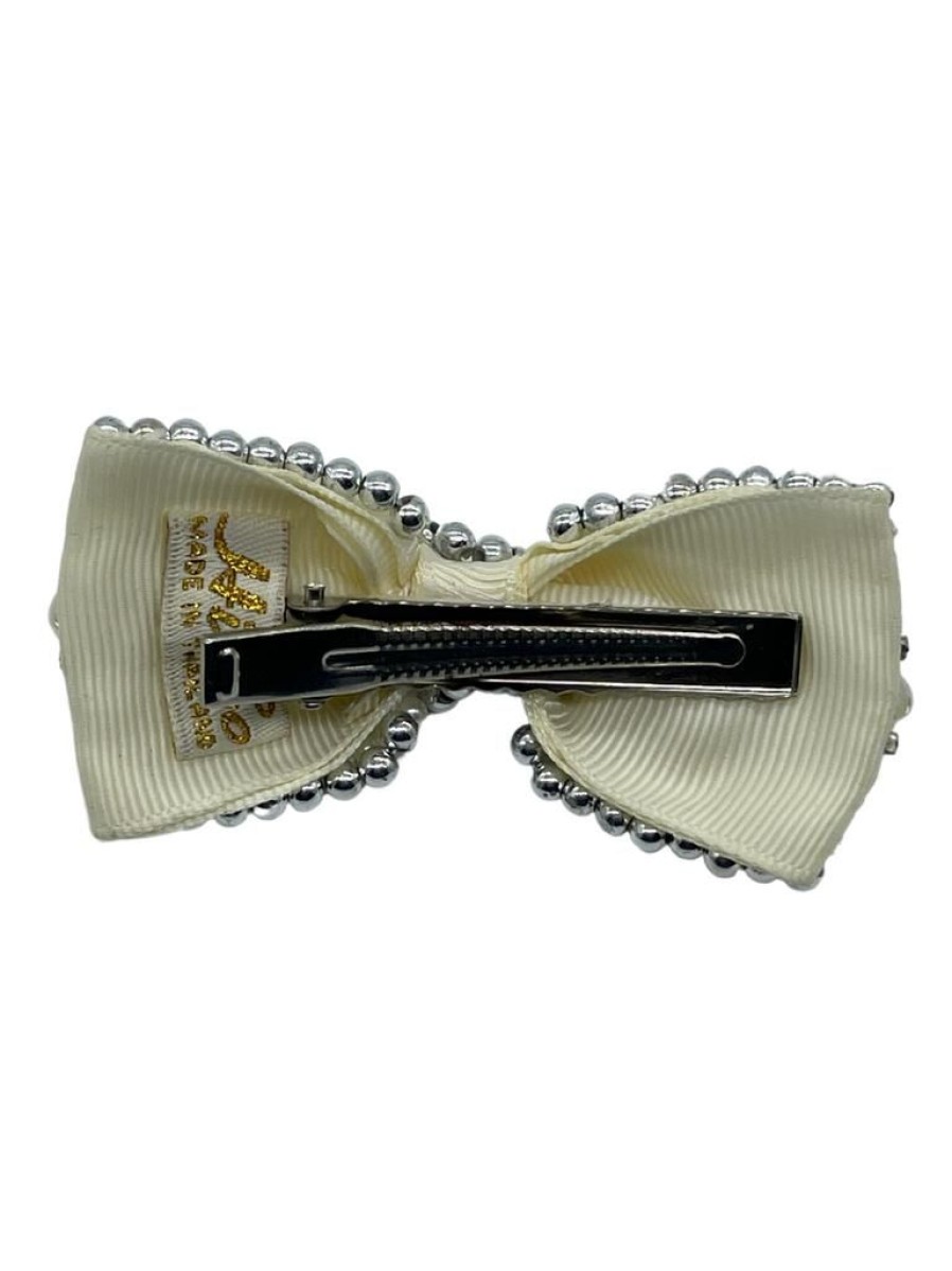 That Shop Art Deco Bow Hair Clip - Cream | Hair Accessories