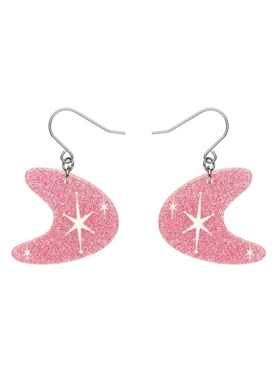 Erstwilder Atomic Boomerang Glitter Drop Earrings - Pink | Earrings