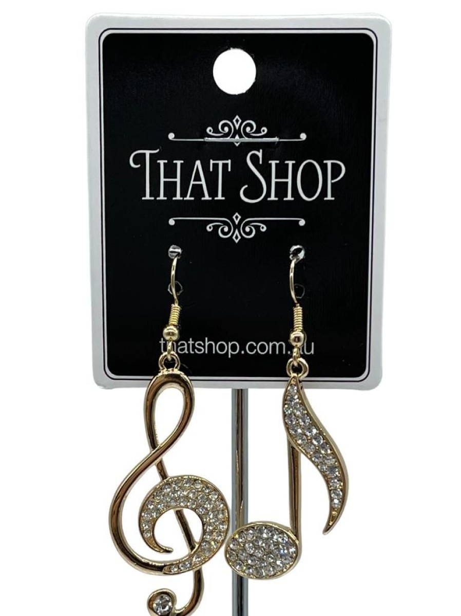 That Shop Treble Diamante Drop Earrings - Gold | Earrings