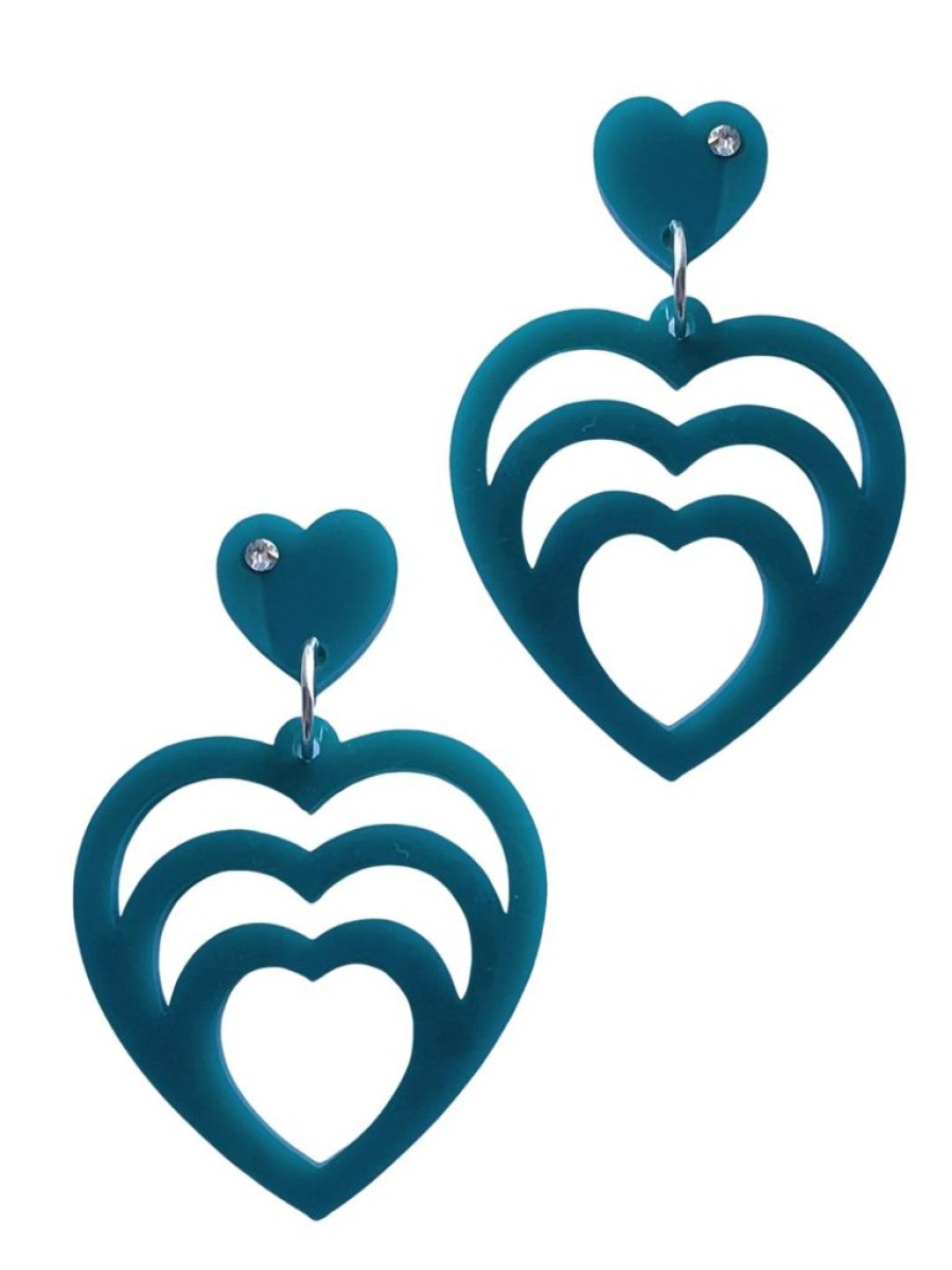 Emmi Helen Co. Rainbow Heart Earrings - Teal | Earrings