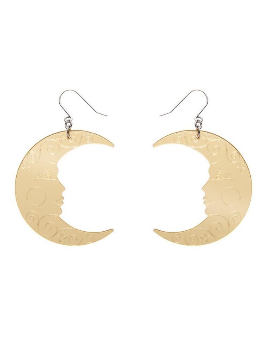 Erstwilder Moon Mirror Drop Earrings - Gold | Jewellery