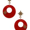 Emmi Helen Co. Gold Bauble Hoop Earrings - Red | Earrings