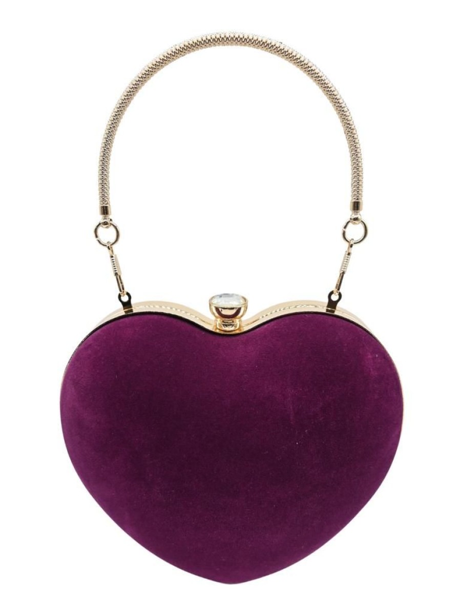 That Shop Adore Velvet Heart Bag - Aubergine | Bags