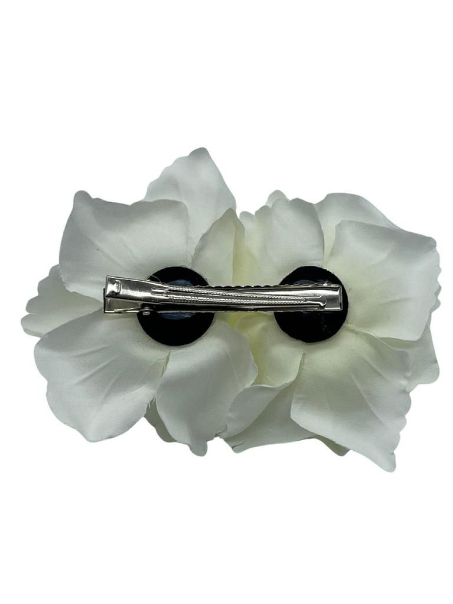 That Shop Double Velvet Rose Hair Flower - White | Hair Accessories