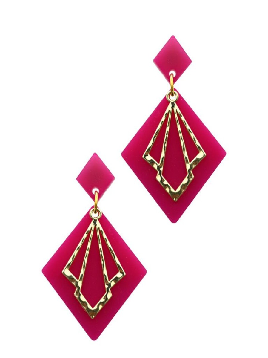 Emmi Helen Co. Deco Drop Earrings - Hot Pink | Earrings