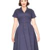 Collectif Caterina Swing - Navy Pindot | Dresses