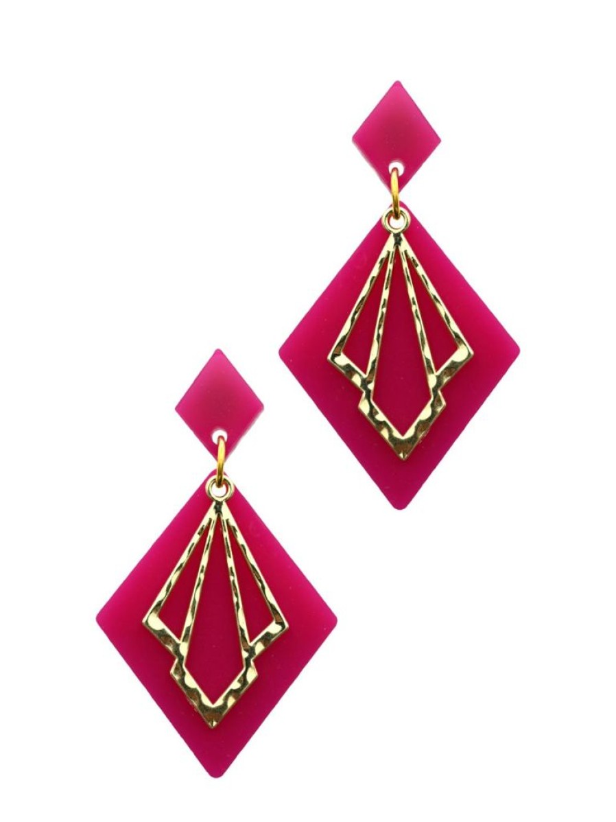 Emmi Helen Co. Deco Drop Earrings - Hot Pink | Jewellery