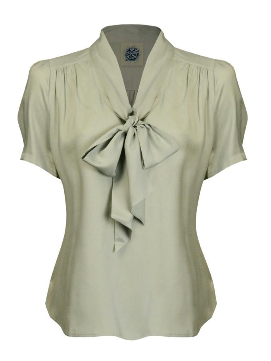 Pretty Retro Pretty Bow Blouse - Sage | Tops & Blouses