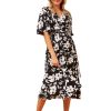 Caroline Morgan Tammy Wrap - Black Floral | Dresses