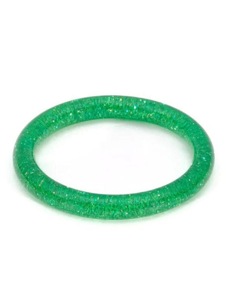 Splendette Narrow Leaf Green Glitter Bangle - Duchess | Bangles