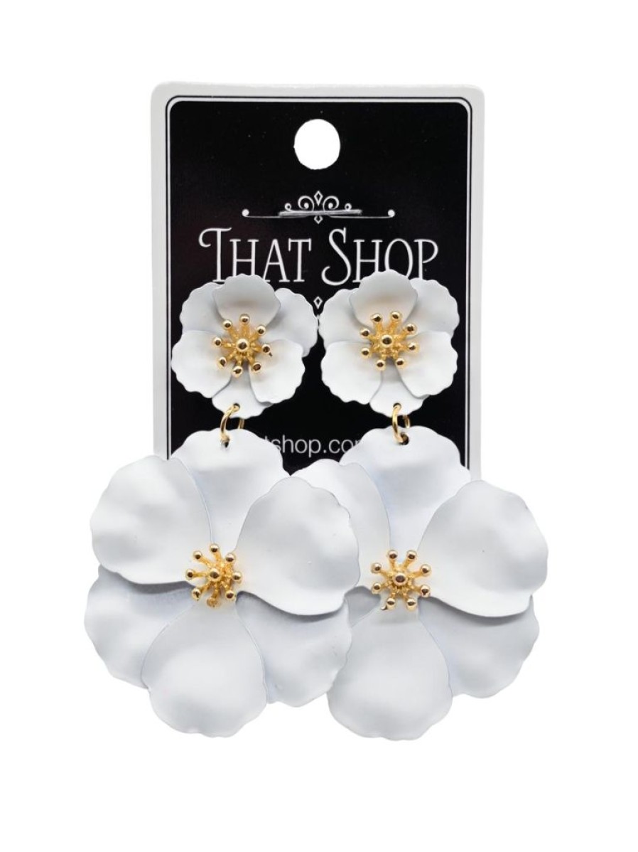 That Shop Florentina Drop Earrings - White | Jewellery