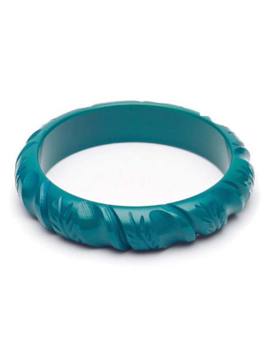 Splendette Midi Jade Green Heavy Carve Bangle | Bangles