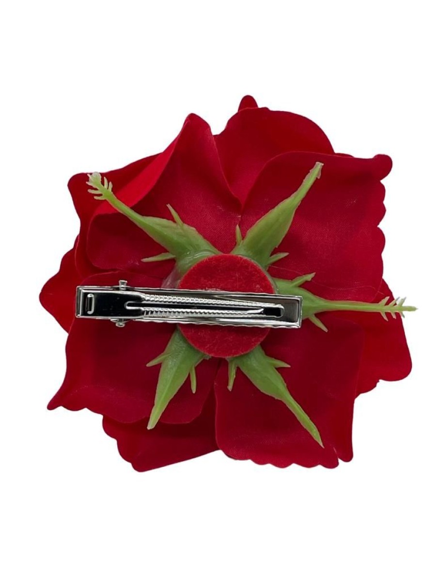 That Shop Velvet Rose Hair Flower - Red | Hair Accessories