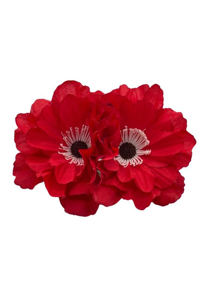 That Shop Double Beach Rose Hair Flower - Red | Hair Accessories