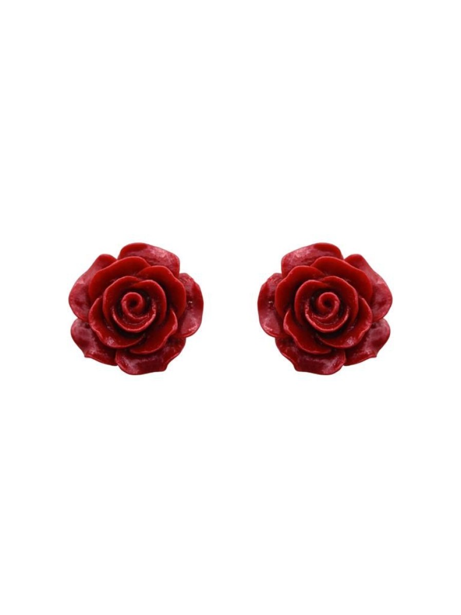 Emmi Helen Co. Rose Studs - Deep Red | Earrings