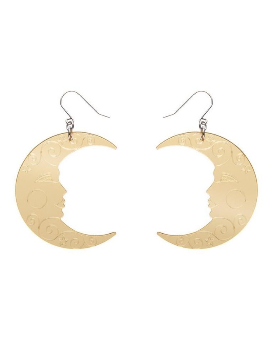 Erstwilder Moon Mirror Drop Earrings - Gold | Earrings