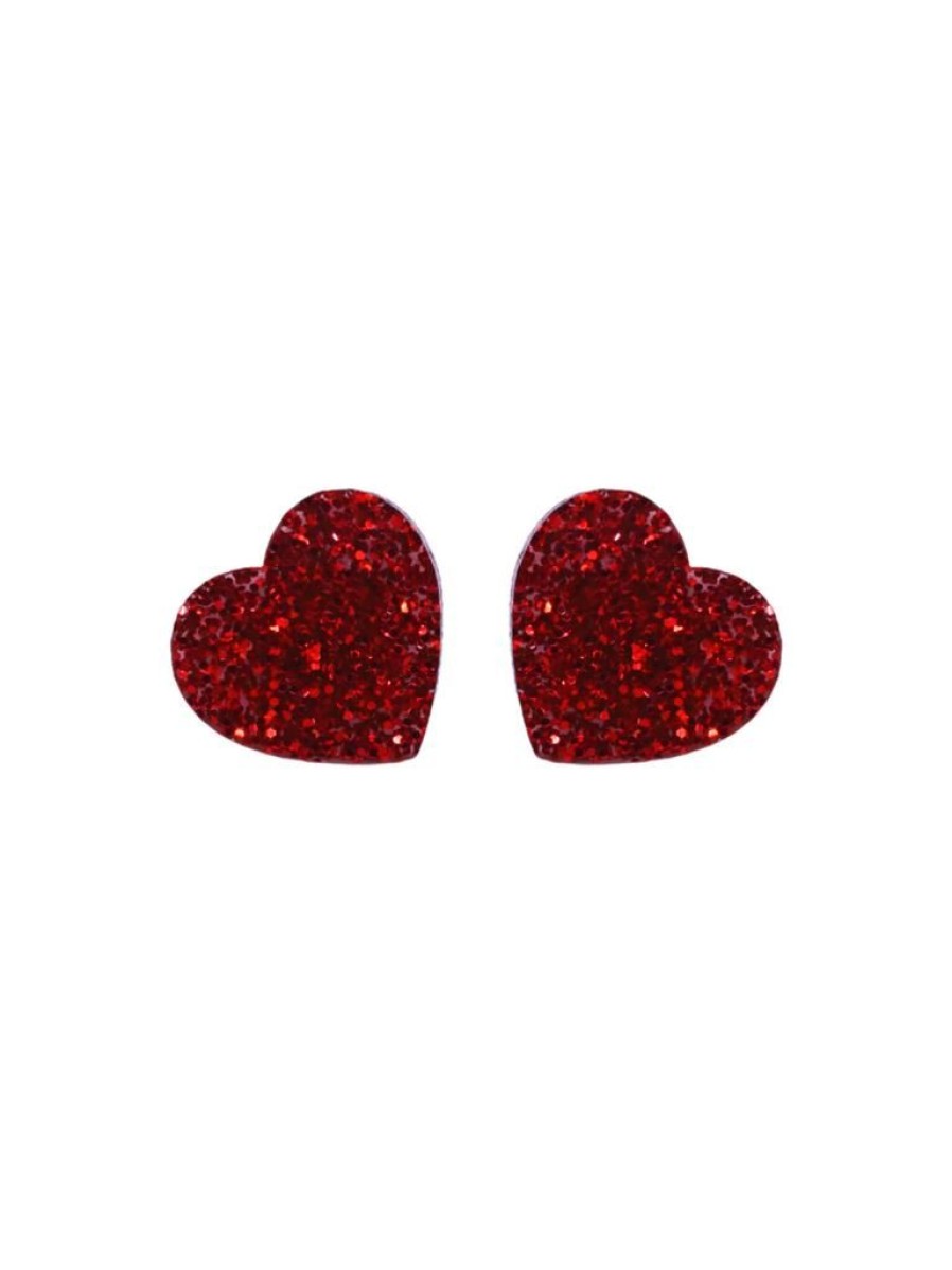 Emmi Helen Co. Sweetheart Studs - Red Glitter | Jewellery