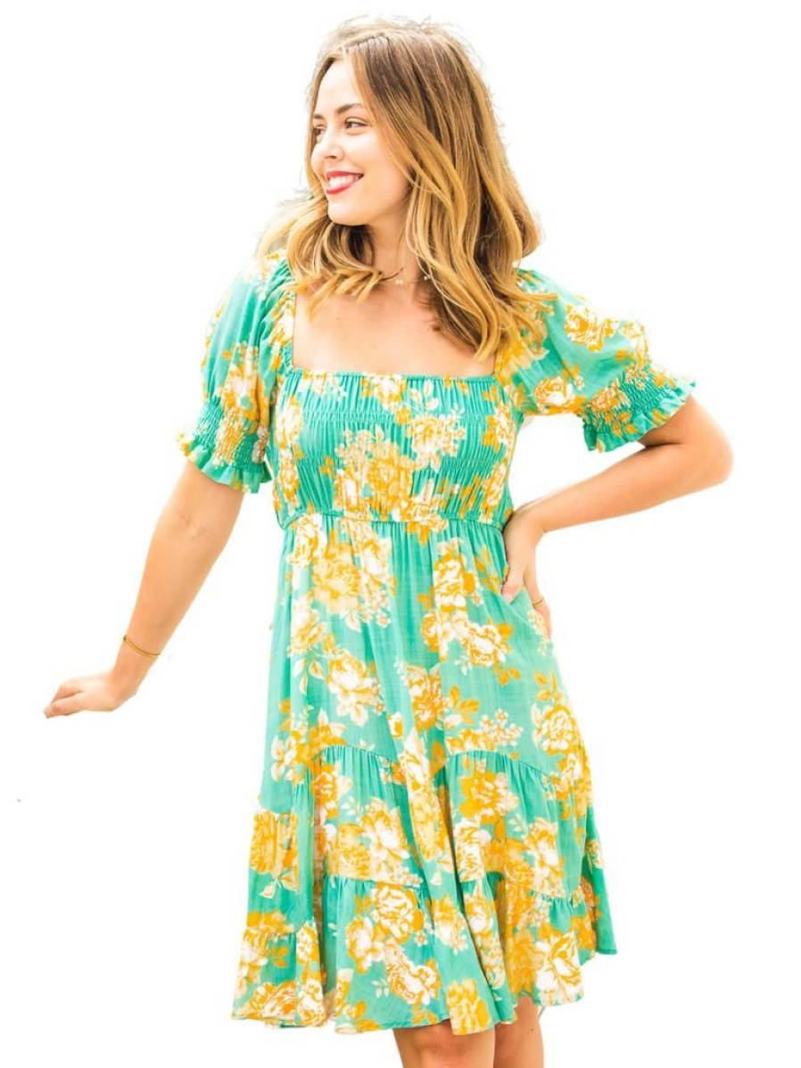 Silver Wishes Laura - Teal Floral | Dresses