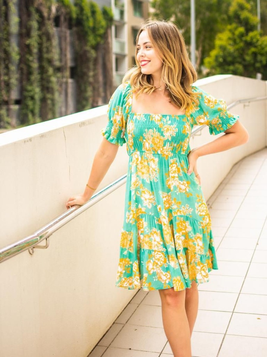 Silver Wishes Laura - Teal Floral | Dresses