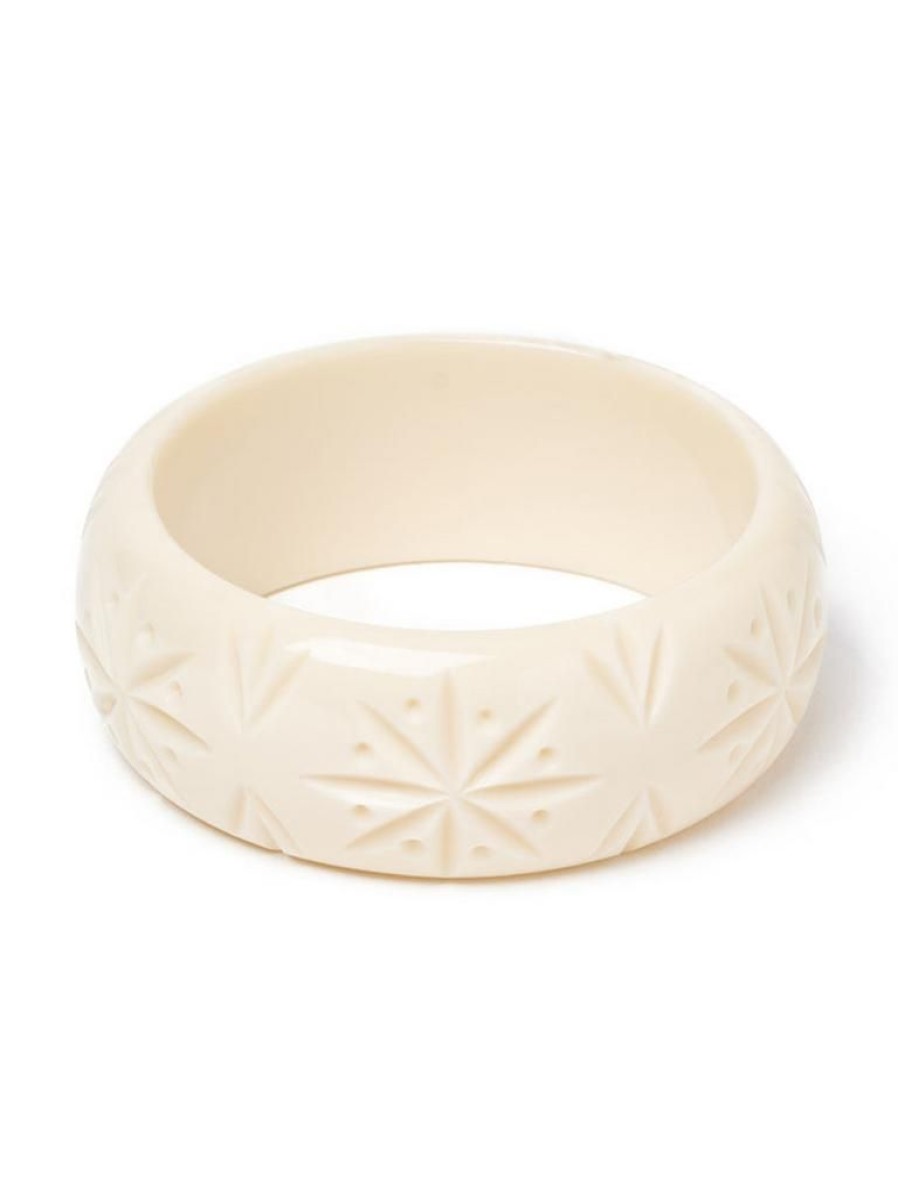 Splendette Wide Cream Heavy Carve Bangle | Bangles