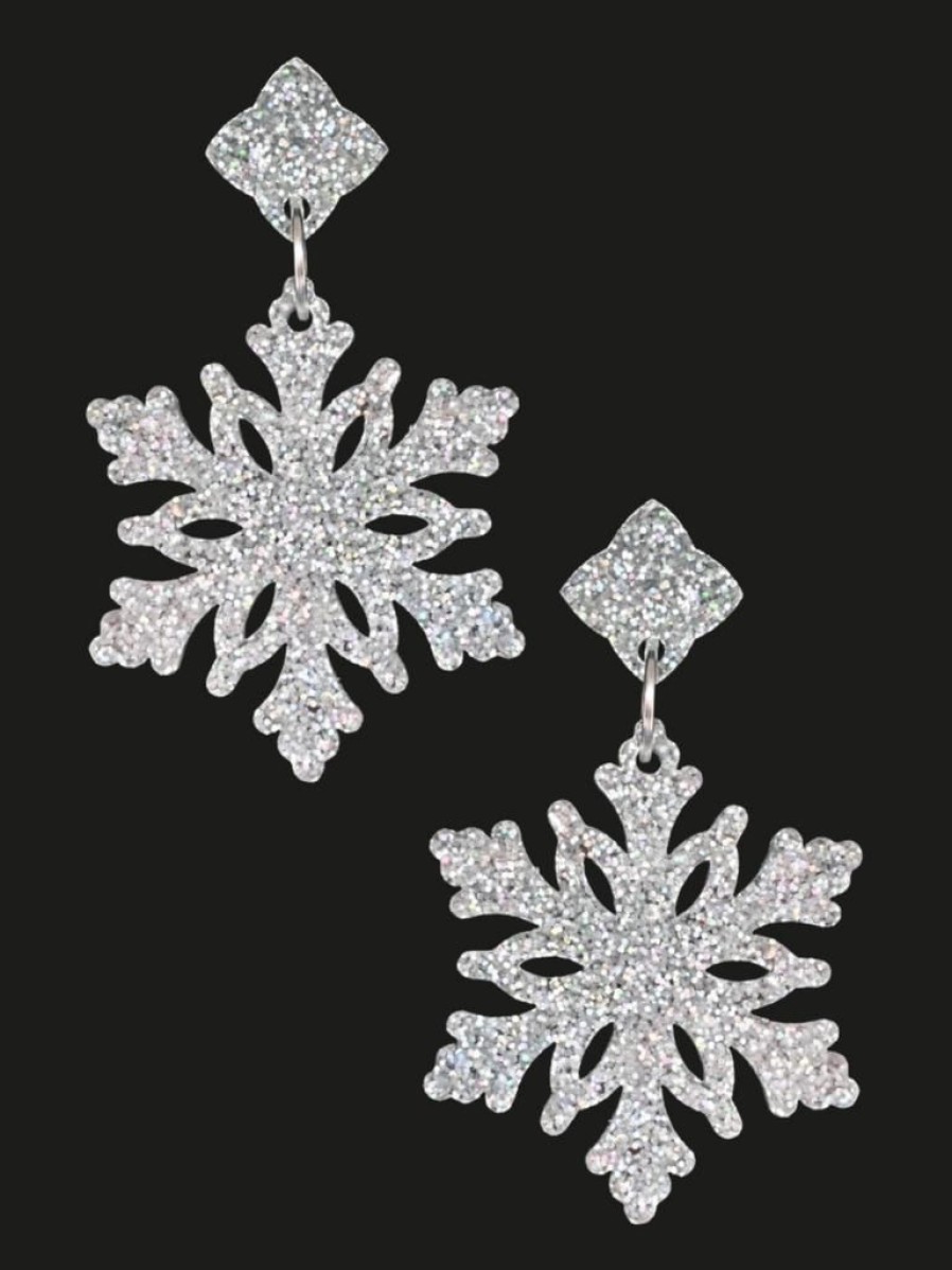 Emmi Helen Co. Snowflake Drop Earrings - Silver Confetti | Earrings